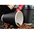 Black Disposable Ripple Double Wall Paper Cup for Hot Drinking